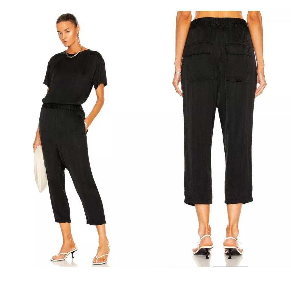NILI LOTAN Safi silky pants black drop crotch small cropped slouchy